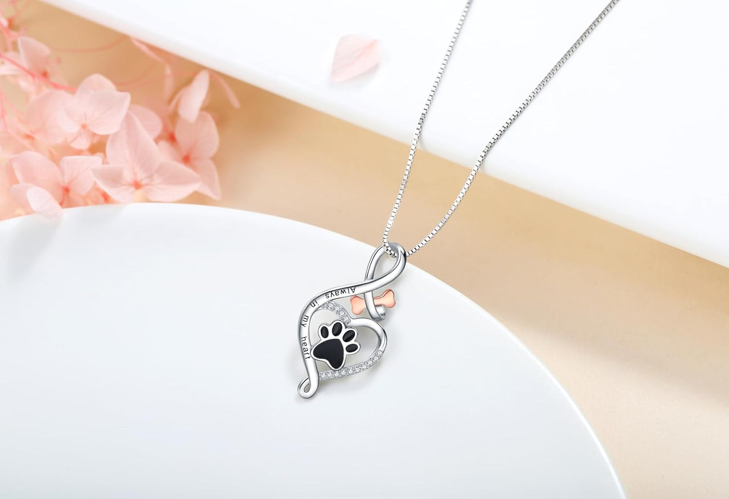 Infinity Paw Heart Necklace
