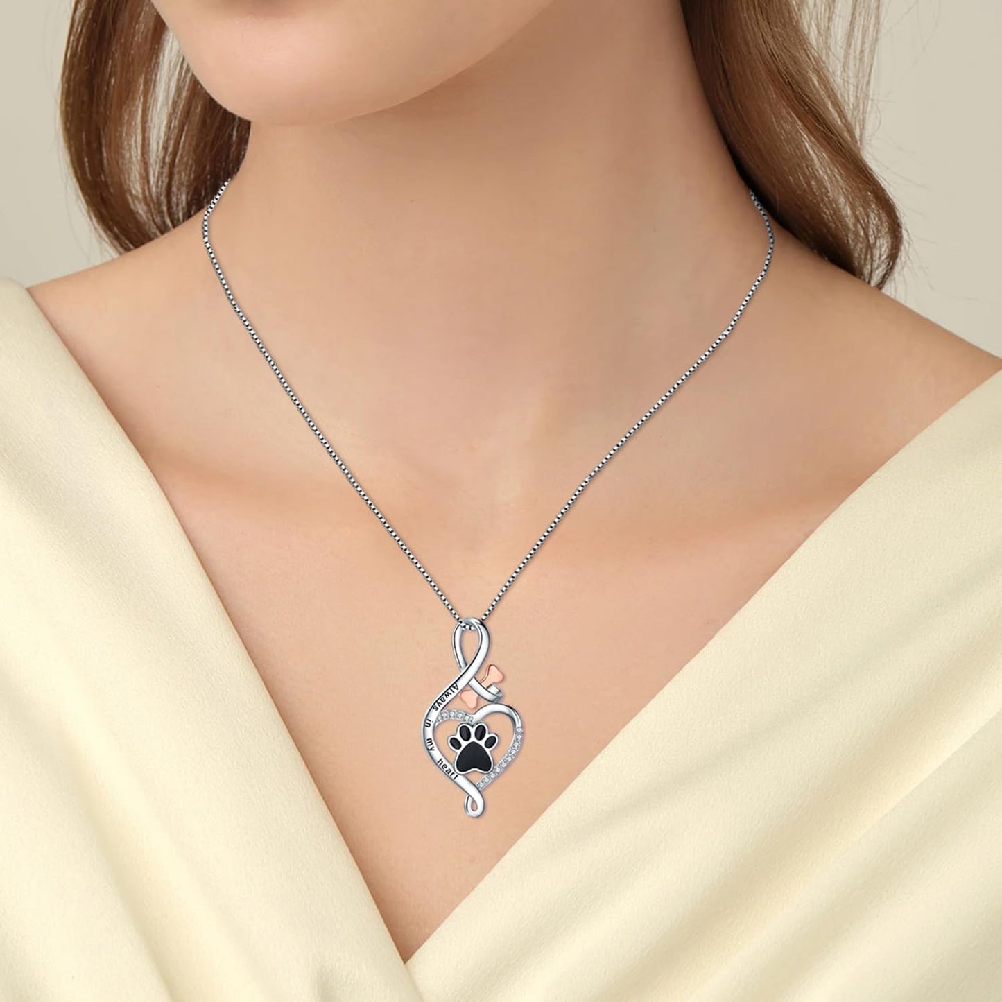 Infinity Paw Heart Necklace