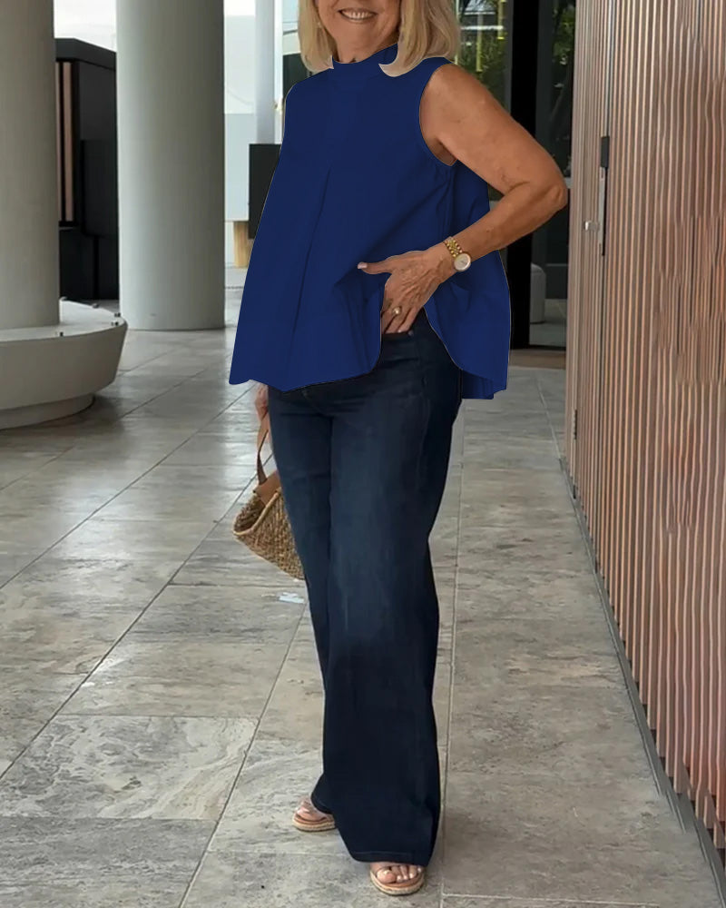 Blouse Mouwloos Effen Simpel