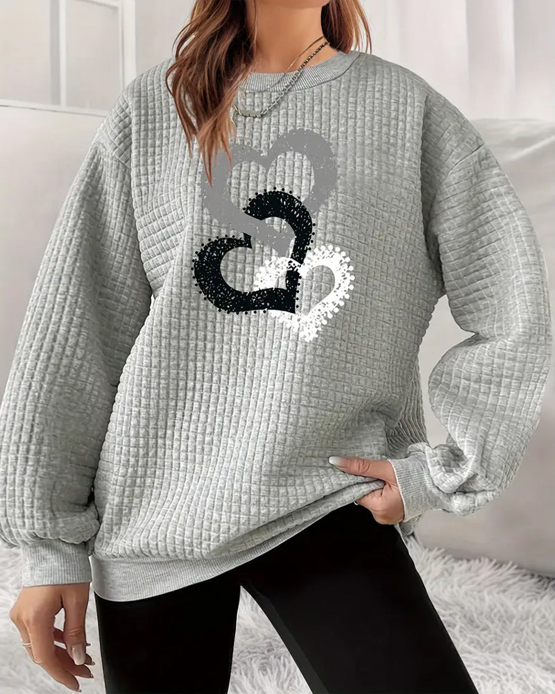 Sweater Met Hartprint En Lange Mouwen