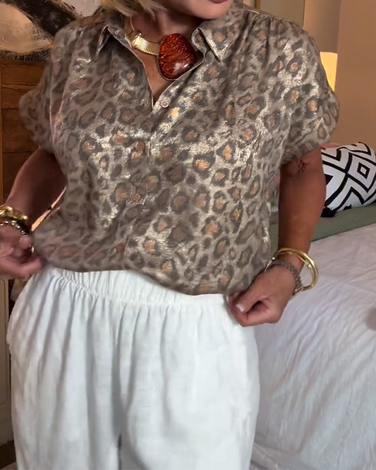 Blouse casual luipaardprint