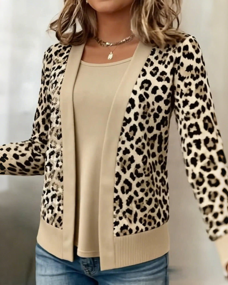 Top Met Fake Twee-Delige Look En Luipaardprint