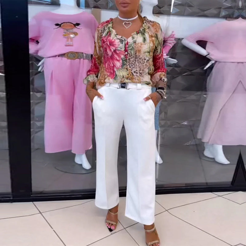 Blouse V-hals Bloemenprint