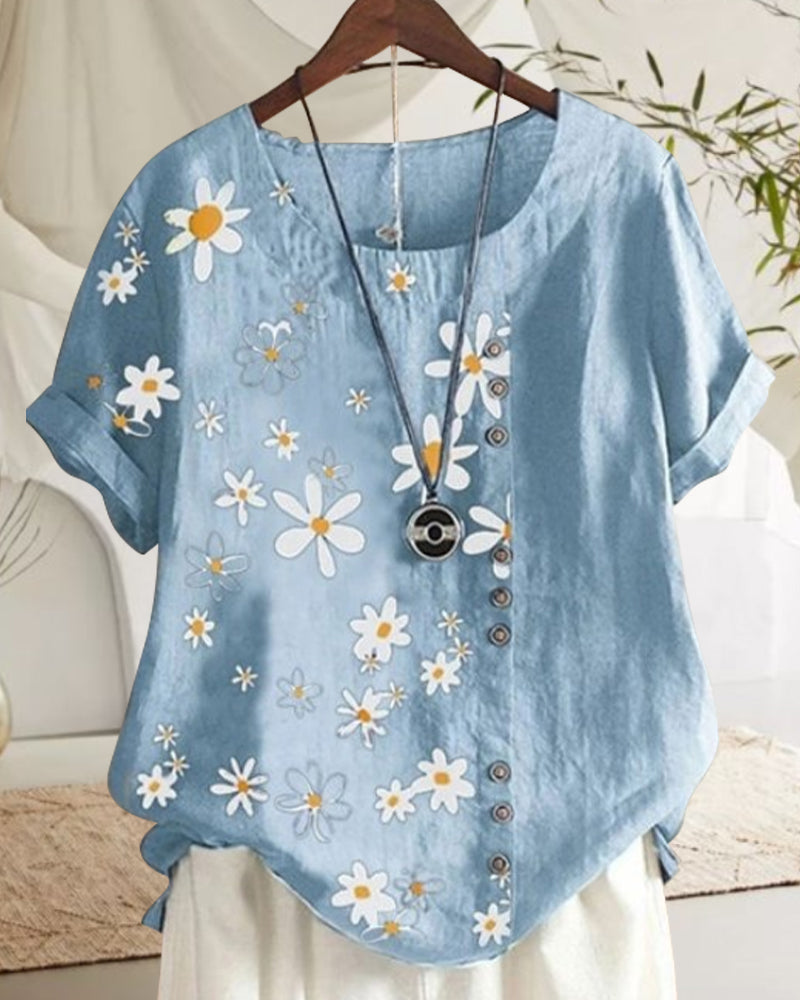 Shirt met korte mouwen van los katoen