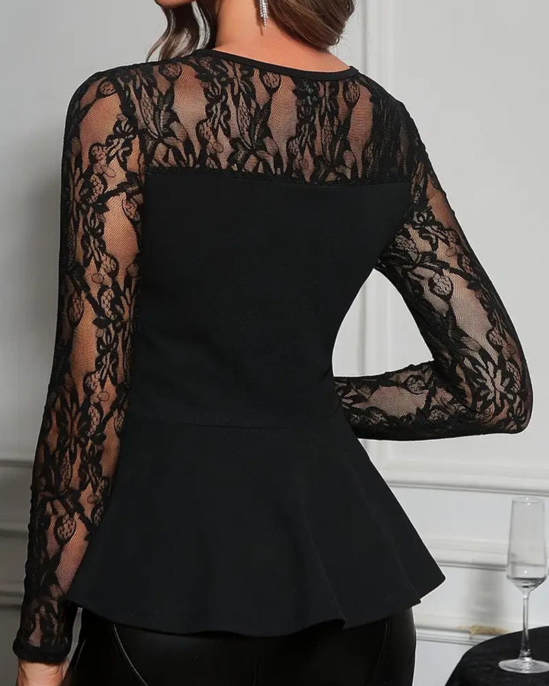 T-shirt modieus patchwork kant slim fit