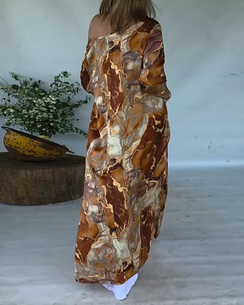 Blouse Modieus Split Bedrukt