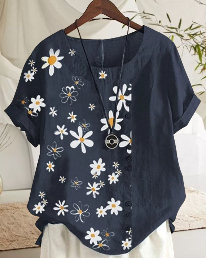 Shirt met korte mouwen van los katoen