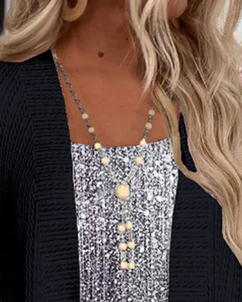 Modieuze Top In Nep-Tweedelig Ontwerp