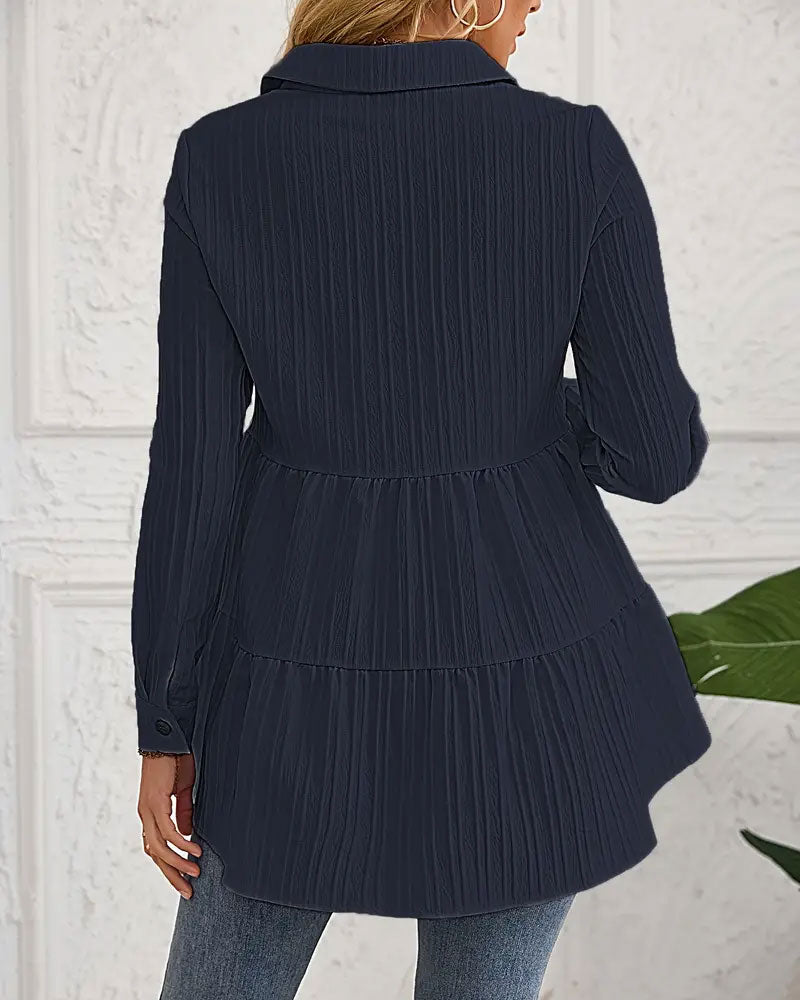 Elegante Blouse Met Reverskraag En Getailleerde Pasvorm