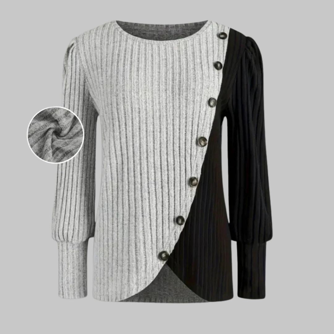 KAIA | Elegante Knit Longsleeve met Knoopsluiting