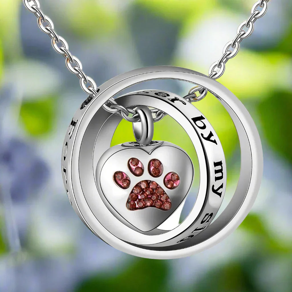 Stainless Steel Paw-Shaped Urn Necklace