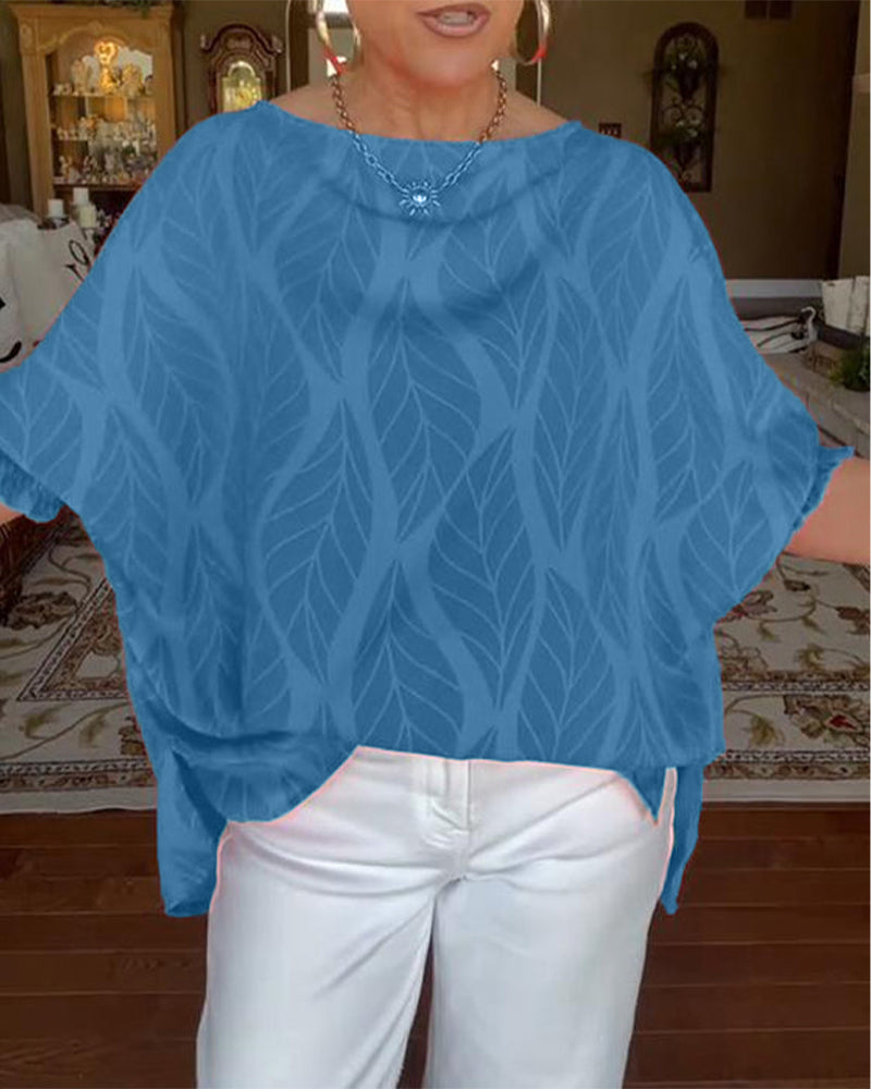 Blouse Ronde Hals Los Bedrukt