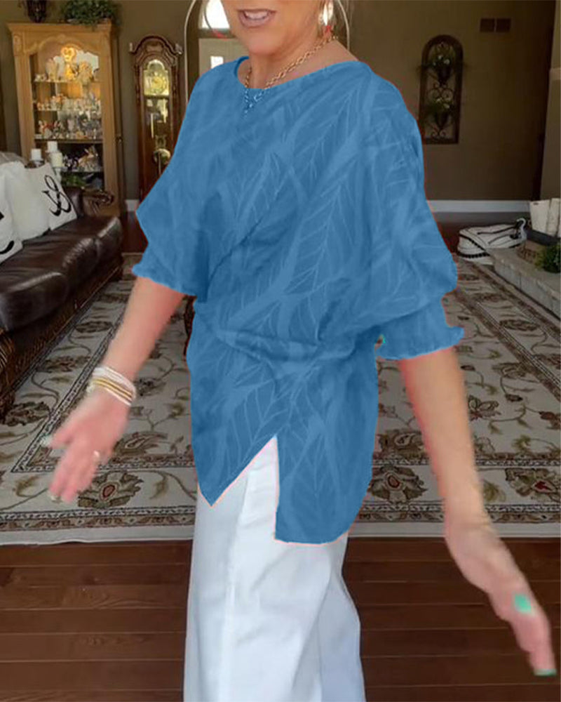 Blouse Ronde Hals Los Bedrukt