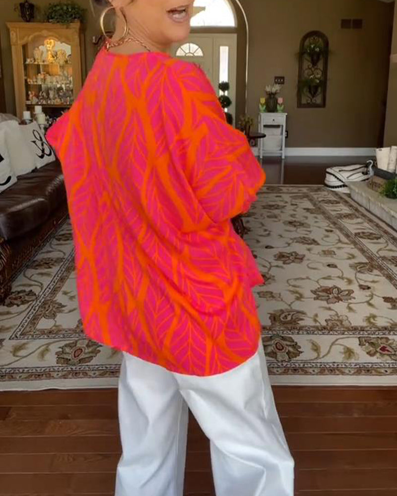 Blouse Ronde Hals Los Bedrukt