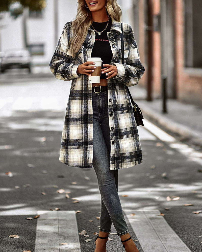 Casual geruite print zak overhemd