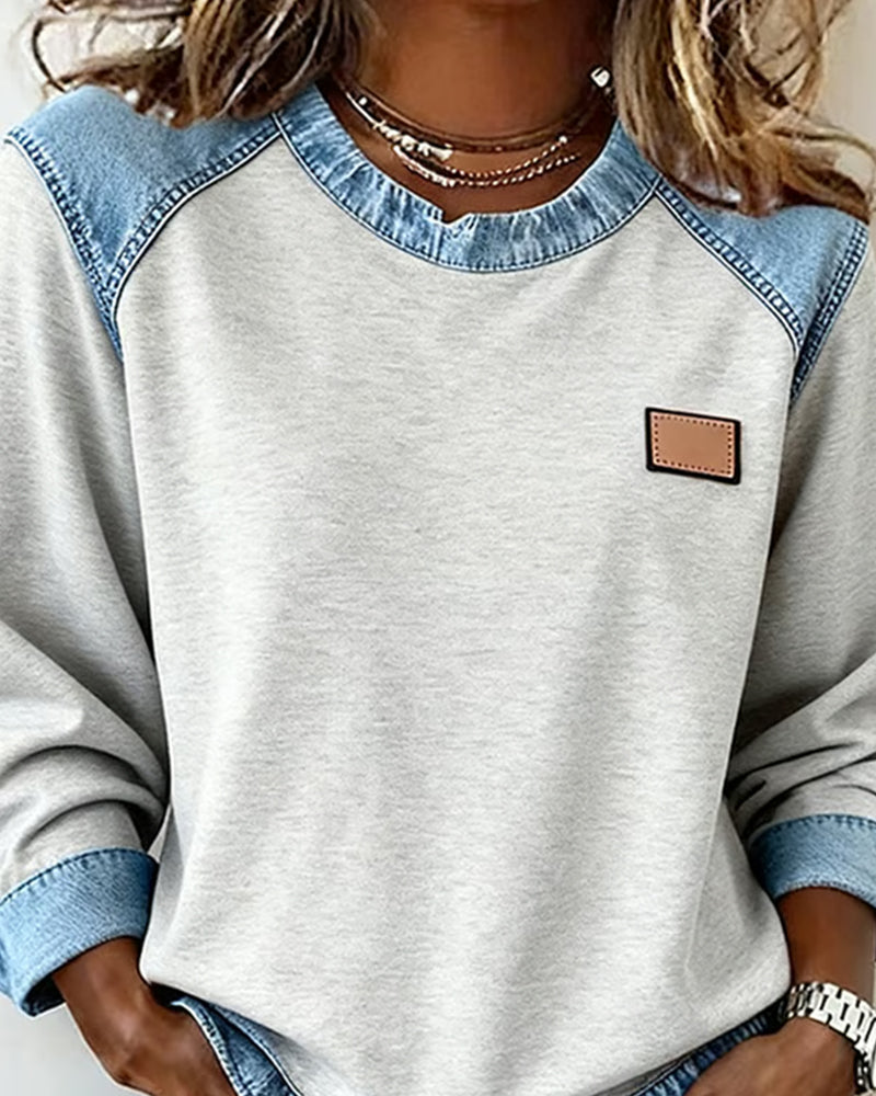 Sweatshirt Met Contrasterende Stiksels