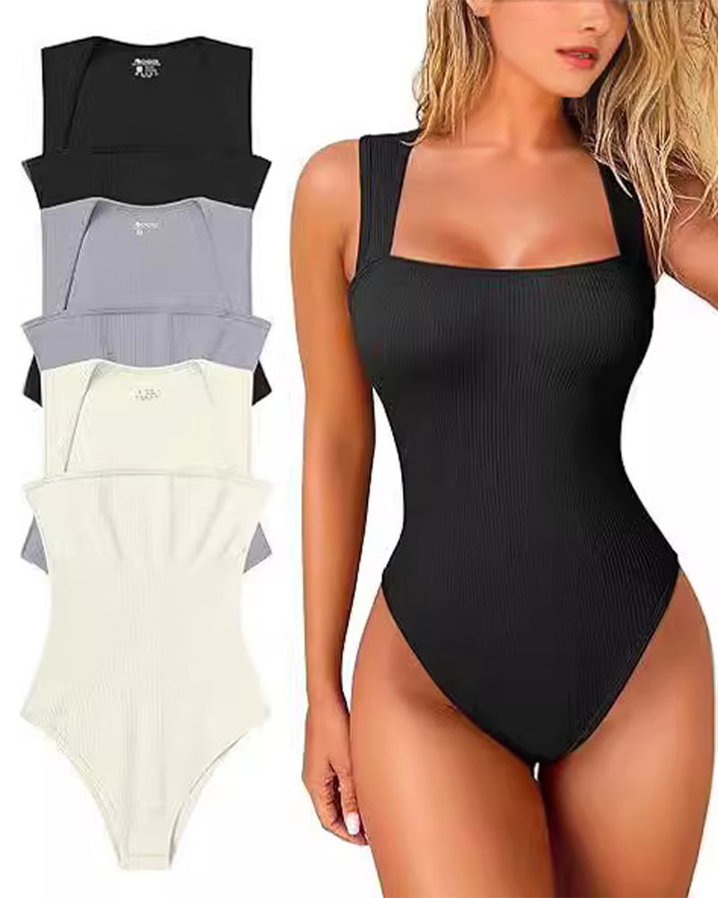 Effen kleur mouwloos tank bodysuit