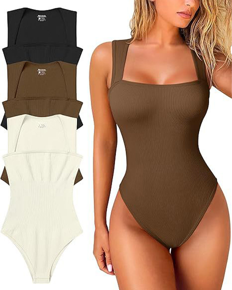 Effen kleur mouwloos tank bodysuit